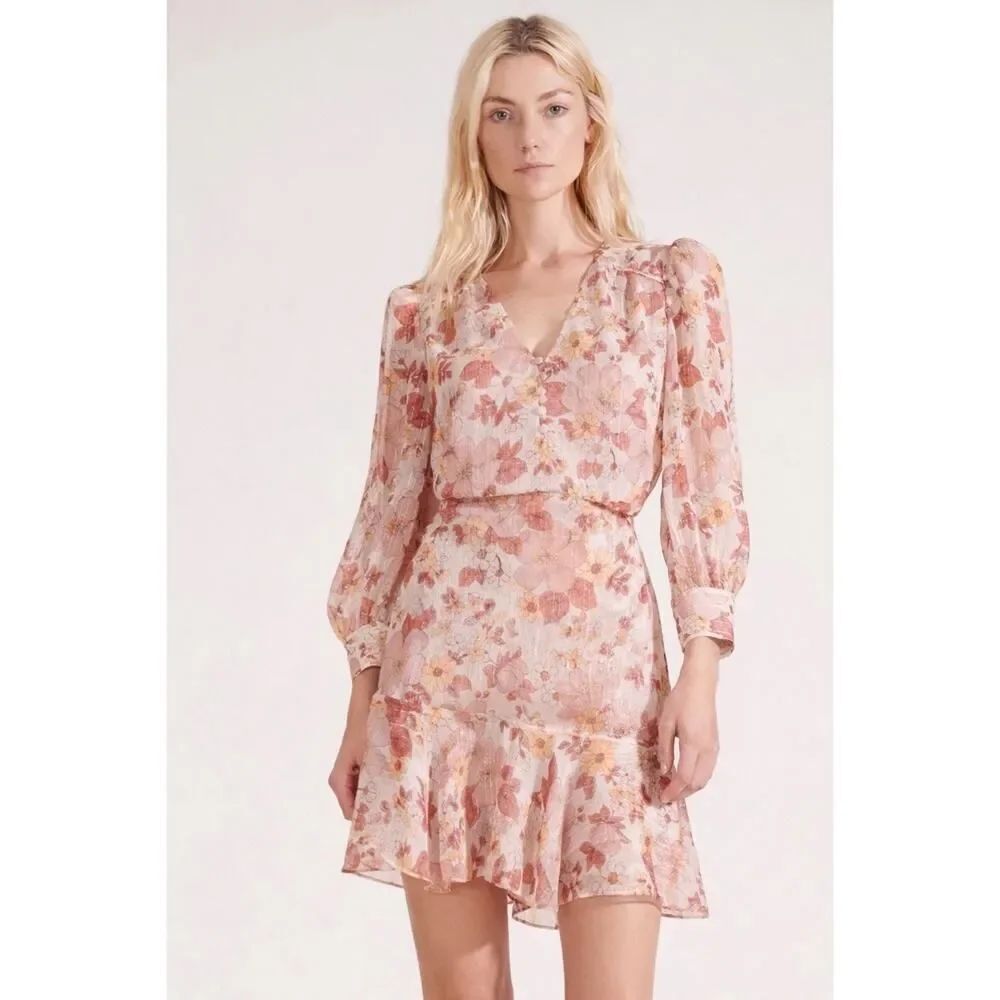 NEW Veronica Beard Cybil Floral Silk-Chiffon Mini Dress US2